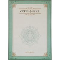 Сертификат-бумага А4, вертикальный бланк зел рамка,тиснение фольг 10 шт/уп
