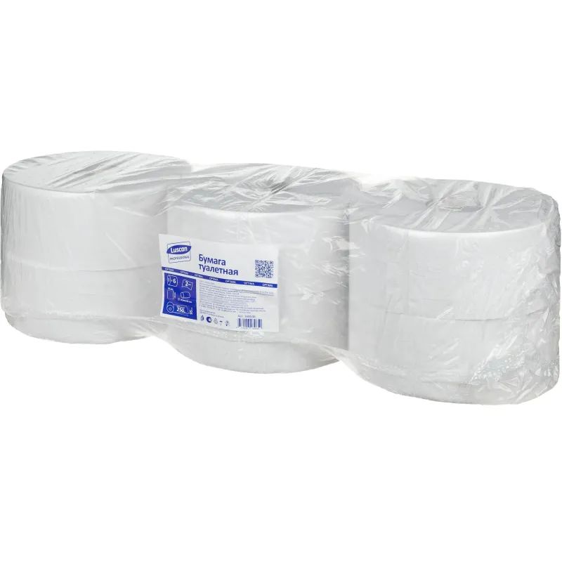 Бумага туалетная д/дисп Luscan Professional 2сл бел втор втул 250м 6рул/уп