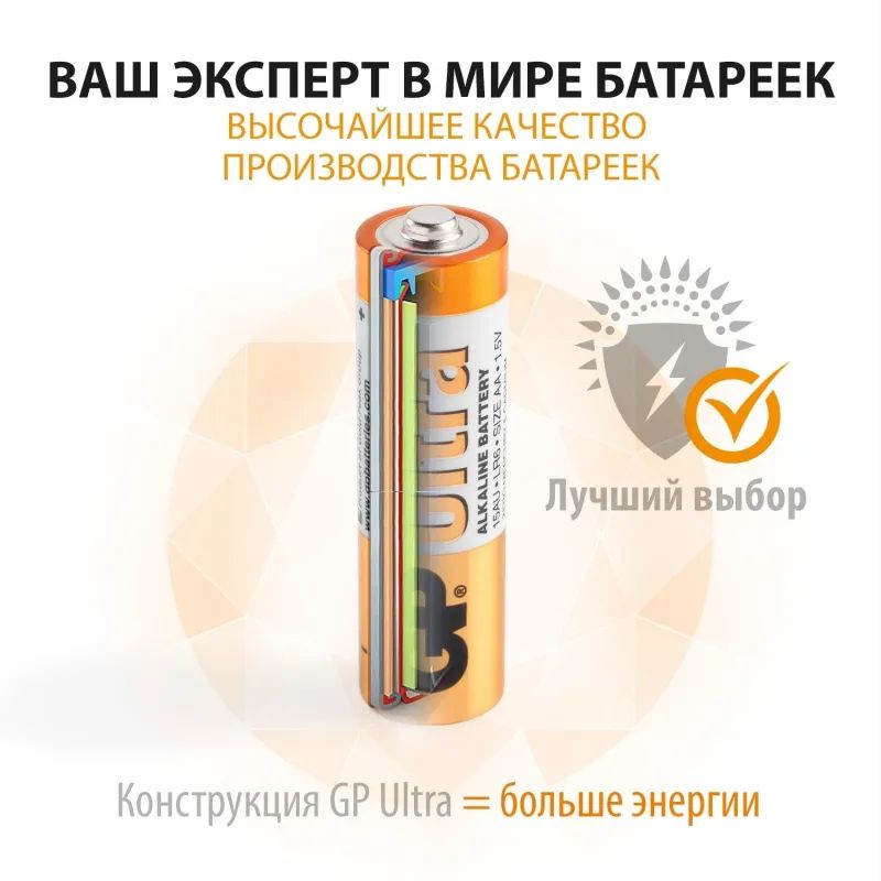 Батарейка GP Ultra AA/LR6/15AU 15AU-2CR4/15AUA21-2CRSBC4 алкалин. бл/4
