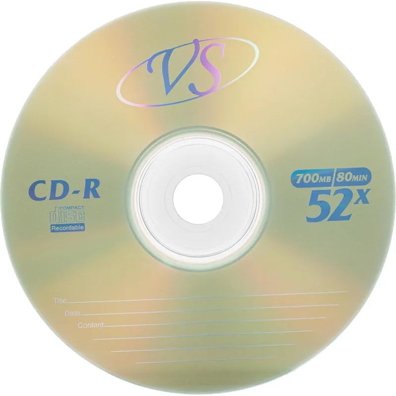 Носители информации CD-R, 52x, VS, Slim/5, VSCDRSL501