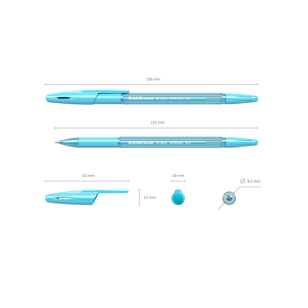 Ручка шариковая ErichKrause R-301 Stick&Grip Spring 0.7, цвет чернил синий
