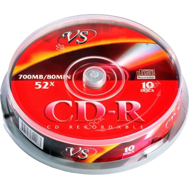 Носители информации CD-R, 52x, VS, Cake/10, VSCDRCB1001