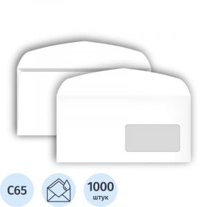 Конверт С65 автомат пр.окно114х229 80г/м2,1000шт/уп