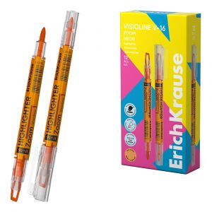 Двухсторонний текстмаркер ErichKrause Visioline V-16 Zoom Neon, цвет чернил оранжевый