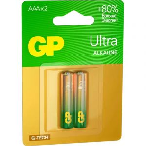 Батарейка GP Ultra AAA/LR03/24AU, GP24AU -2CR2/24AUA21-2CRSBC2, бл/2шт
