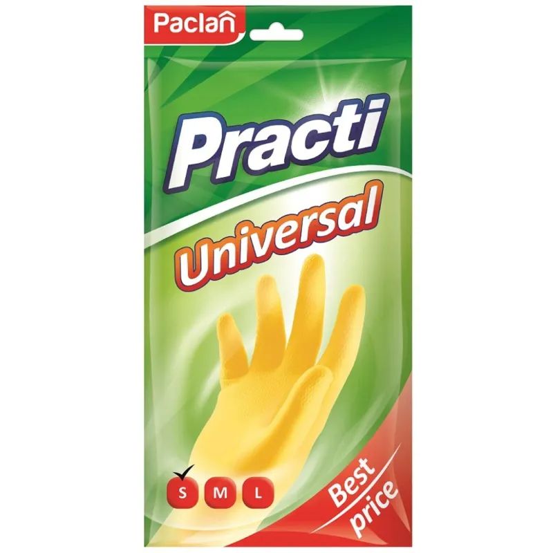 Перчатки резиновые PACLAN Practi латекс желтые р-р S 407896/4078964