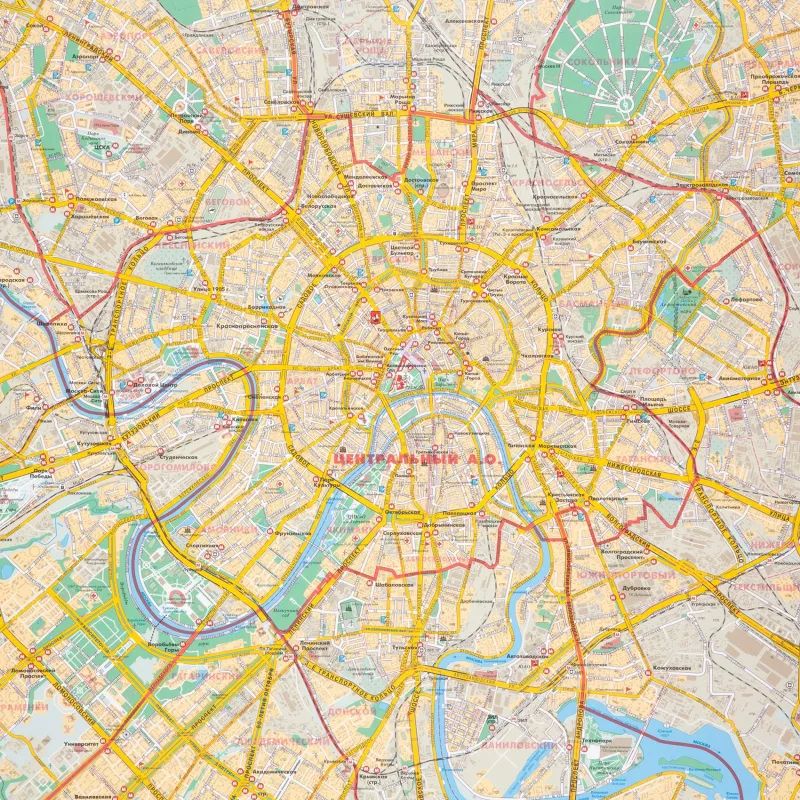 Карта настенная Москва соврем. с каждым домом 1:34тыс., КН123