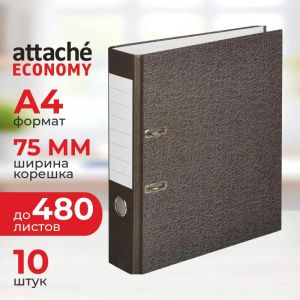 Папка-регистратор без мт.угAttacheEconomy_75мм,мрам ч/б,10шт,бум/бум,крам.к