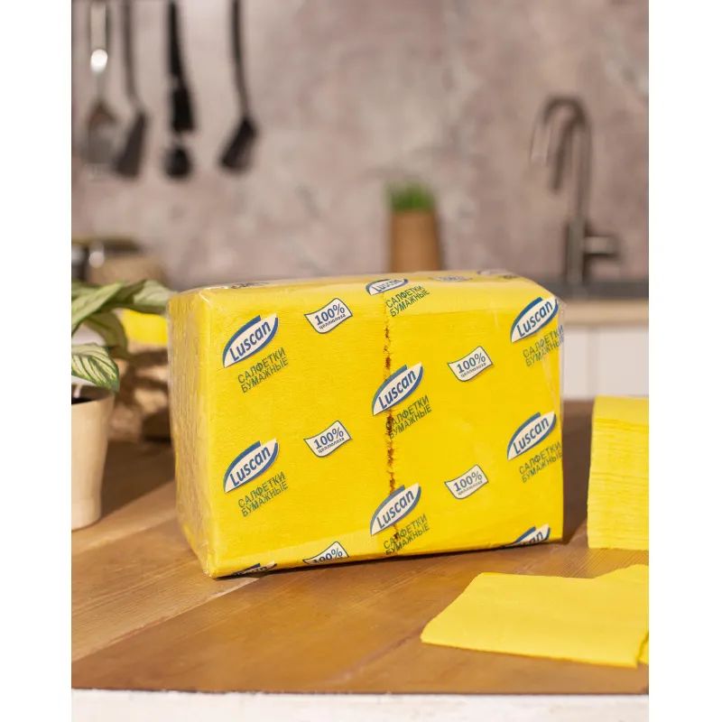 Салфетки бумажные Luscan Profi Pack 1сл24х24 желтые 400шт/уп