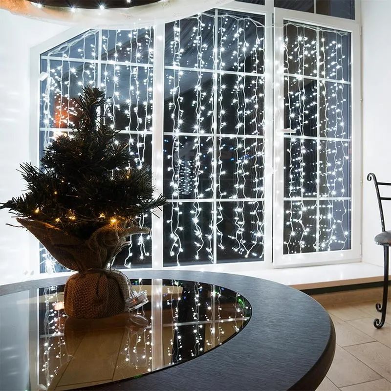 Гирлянда светодиодная Дождь 1,5x1,5 м, 144 LED, мерцание, белый,  235-035