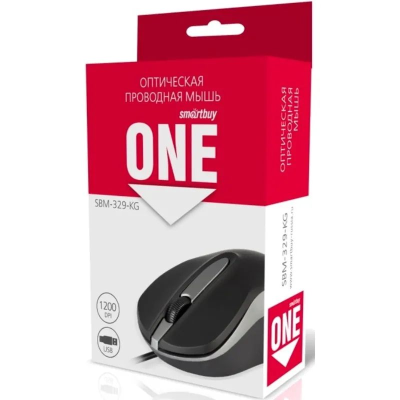 Мышь компьютерная Smartbuy ONE 329 черно-серая (SBM-329-KG)