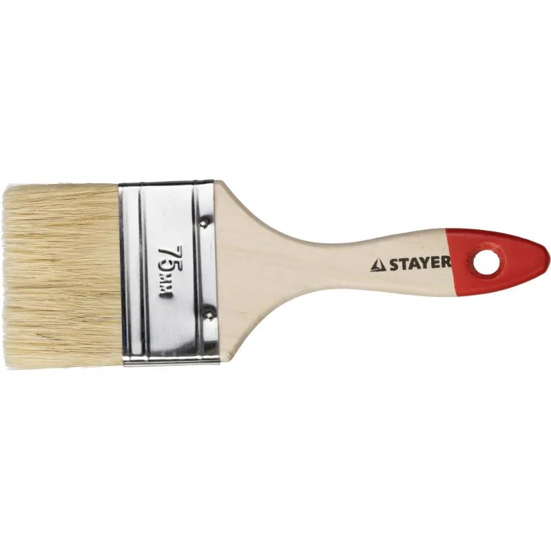 Кисть плоская 3"/75 мм, натур.щетина STAYER 0101-075