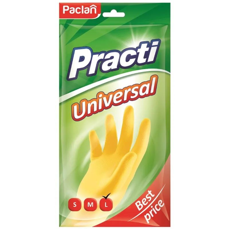Перчатки резиновые PACLAN Practi латекс желтые р-р L 407898/4078984