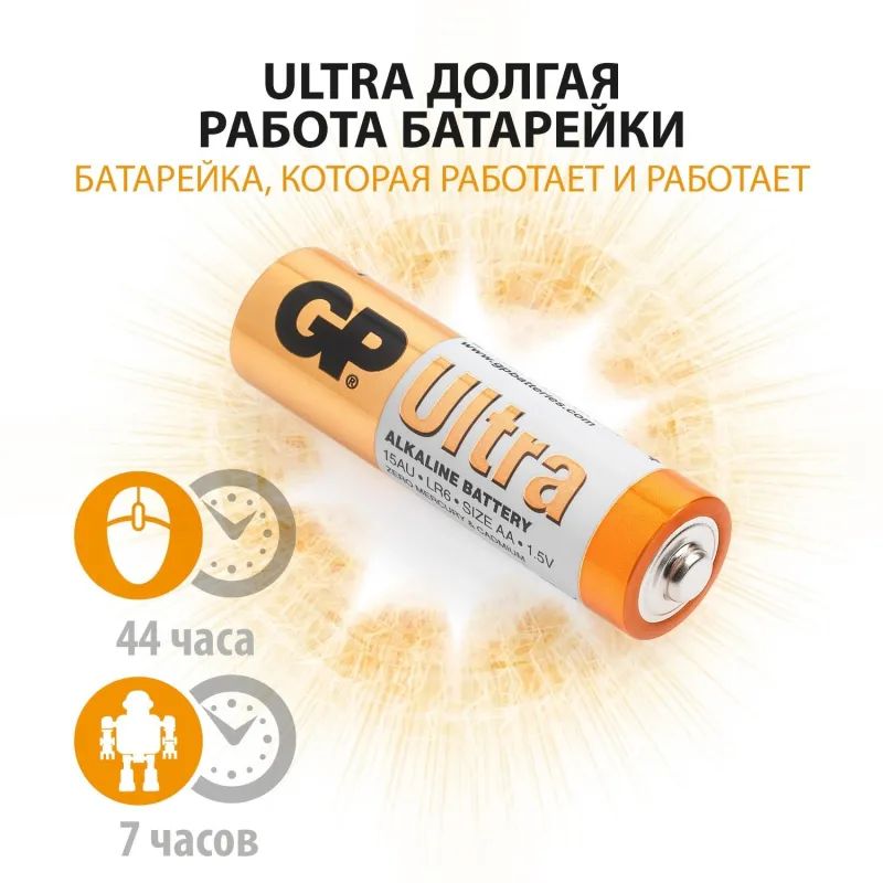 Батарейка GP Ultra AA/LR6/15AU 15AU-2CR4/15AUA21-2CRSBC4 алкалин. бл/4
