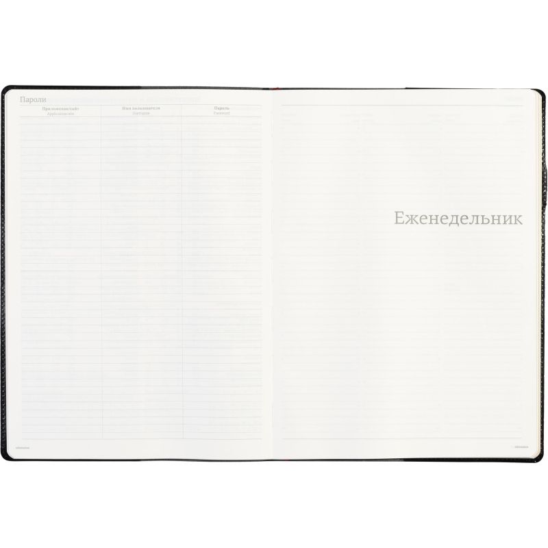 Еженедельник недатированный черный,кожа,A4 64л,Br.V.PROFY 3-098/02