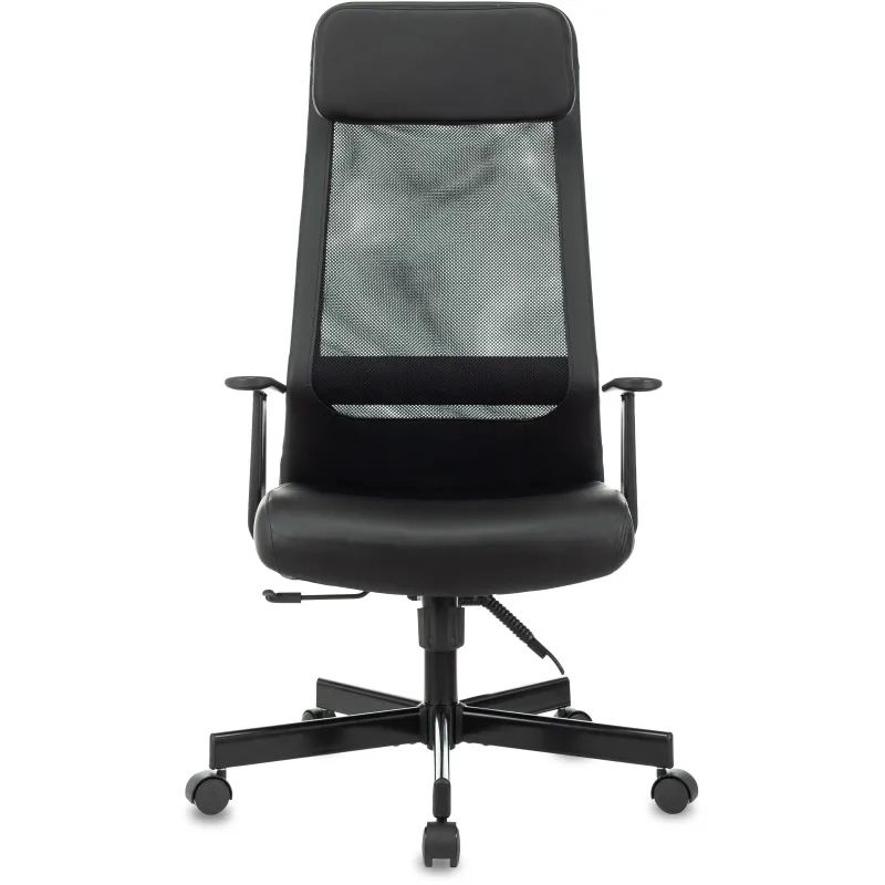 Кресло VB_EChair-651 TPU кожзам черный, сетка черая,металл