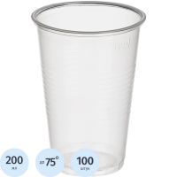 Стакан одноразовый 200мл прозр., для хол/гор., КОМУС ПП, 100шт/уп