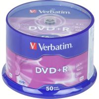 Носители информации DVD+R, 16x, Verbatim Azo Matt Silver, Cake/50, 43550