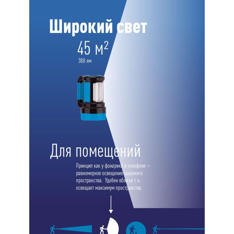 Фонарь ручной светодиодный аккум KOSMOS PREMIUM 9107WUSB 7WLED 220V/12VUSB