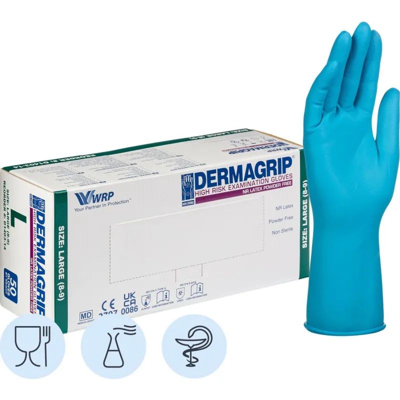 Перчатки мед.смотров. латекс.,нестер.,н/о, Dermagrip High Risk(L) 25 пар,ПС