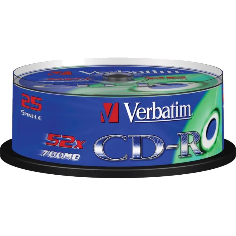 Носители информации CD-R, 52x, Verbatim Extra Protection, Cake/25, 43432