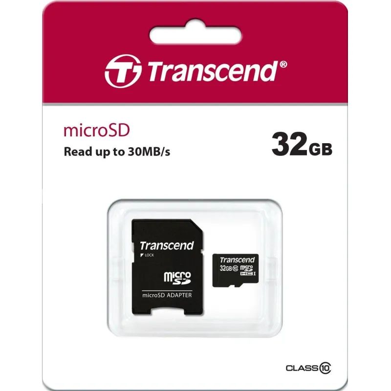 Карта памяти Transcend Premium microSDHC 32Gb UHS-I Cl10 +ад, TS32GUSDHC10