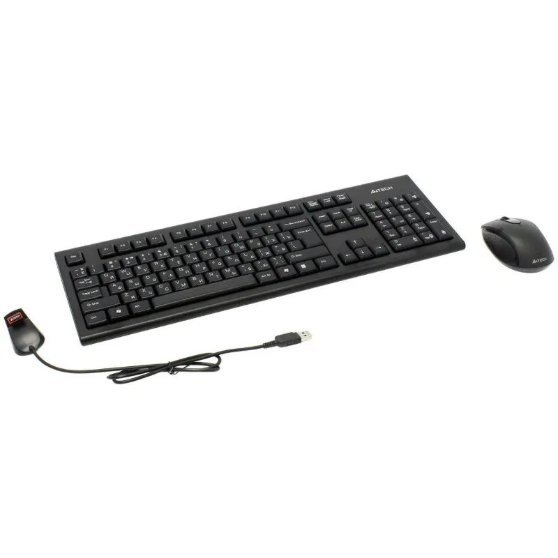 Набор клавиатура+мышь A4 7100N клав:черный мышь:черный USB беспроводная