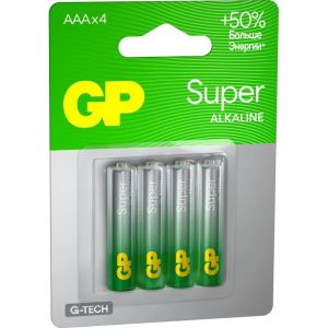Батарейка GP Super AAA/LR03/24A 24A-2CR4/24AA21-2CRSBC4 алкалин., бл/4
