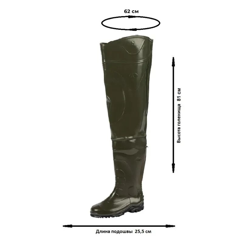 Сапоги мужские проходческие цв.оливковый мод. 162 (р.40) (255) рыбацкие