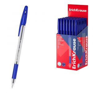Ручка шариковая ErichKrause R-301 Stick&Grip Classic 1.0, цвет чернил синий