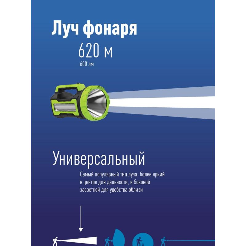 Фонарь ручной аккум KOSMOS PREMIUM 9110WUSB 10W LED 3Вт з/у220/12в usb