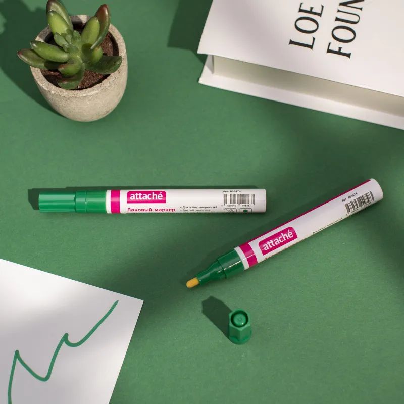 Маркер лаковый Attache 4 мм зеленый