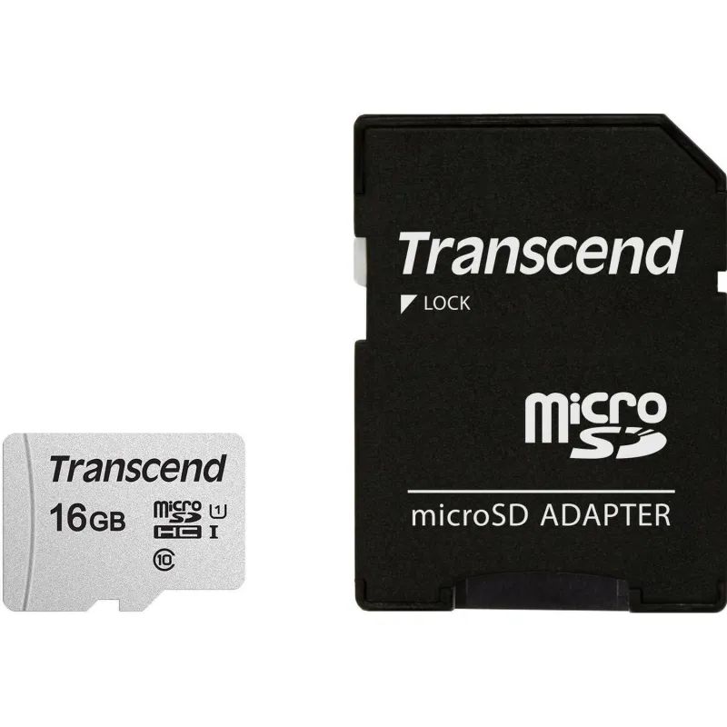 Карта памяти Transcend 300S microSDHC 16Gb UHS-I Cl10 +ад, TS16GUSD300S-A