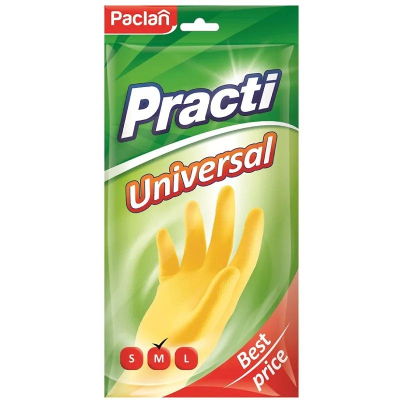 Перчатки резиновые PACLAN Practi латекс желтые р-р M 407897/4078974