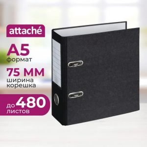 Папка-регистратор ATTACHE, формат A5,верт,75мм,мрамор,черн,бум/бум,карм.кор