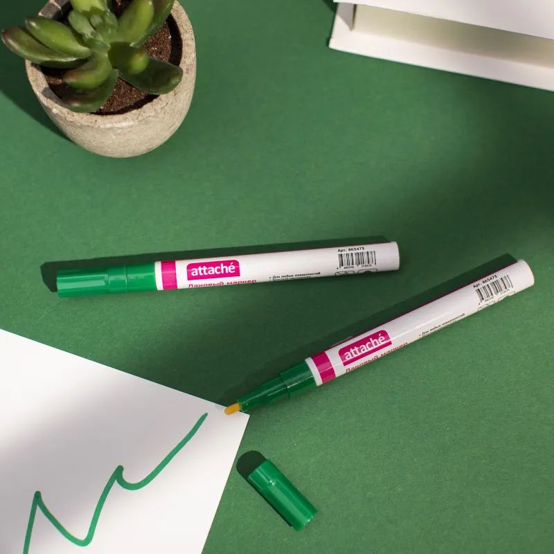 Маркер лаковый Attache 2 мм зеленый