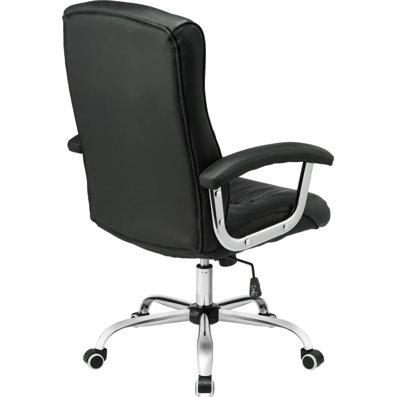 Кресло BN_Dt_EChair-550 TR рец.кожа черная, хром
