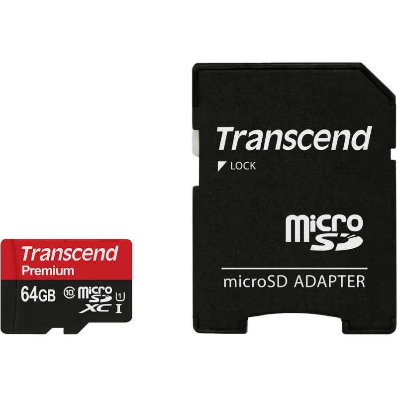 Карта памяти Transcend Premium microSDXC 64Gb UHS-I Cl10 +ад, TS64GUSDU1