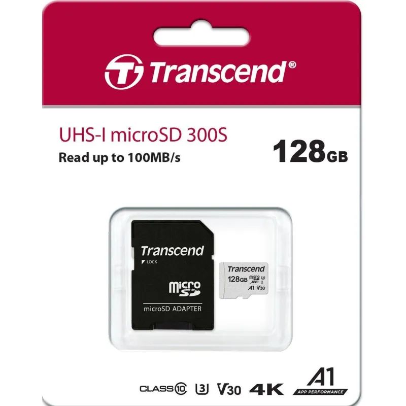 Карта памяти Transcend 300S microSDXC 128Gb UHS-I Cl10 +ад, TS128GUSD300S-A