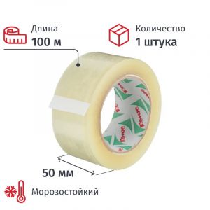 Клейкая лента упаковочная Комус 50мм х 100м 50мкм прозрачная