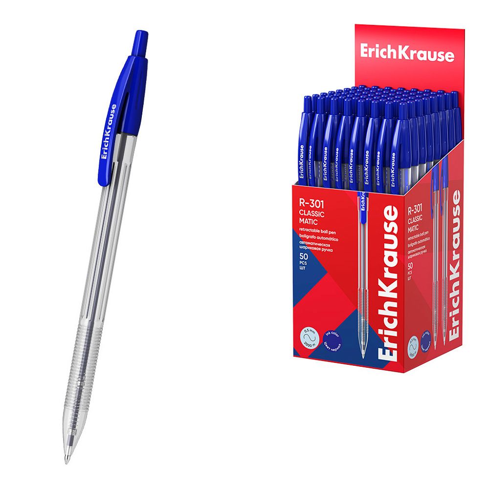 Ручка шариковая автоматическая ErichKrause R-301 Matic Classic 1.0, цвет чернил синий