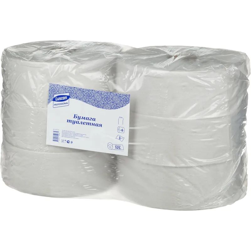 Бумага туалетная д/дисп Luscan Professional 1слнатур вторвтул525м 6рул/уп