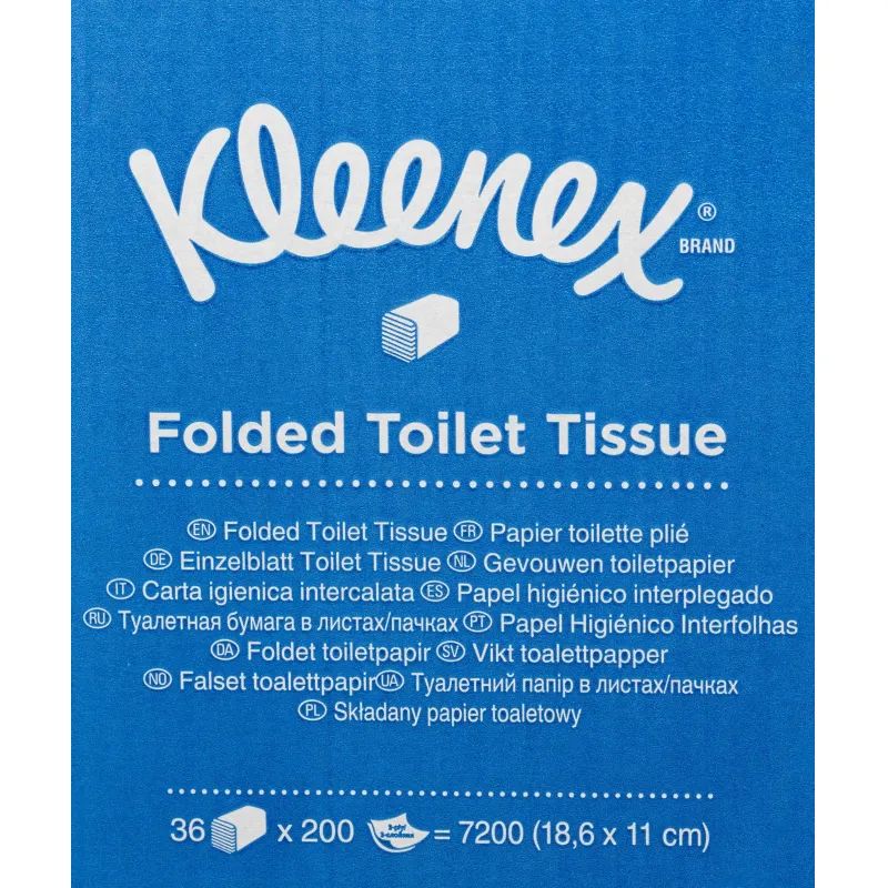 Бумага туалетная листовая д/дисп KK Kleenex 2сл бел 200лист 36 пач. 8408