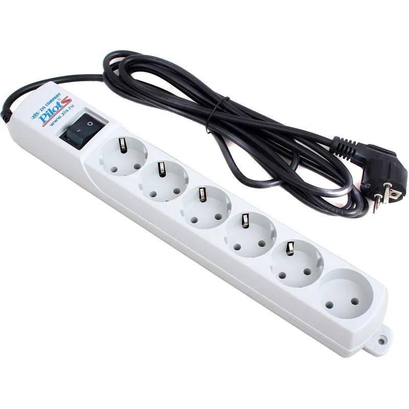 Сетевой фильтр PILOT-S (6/10м/10А/80Дж/белый)