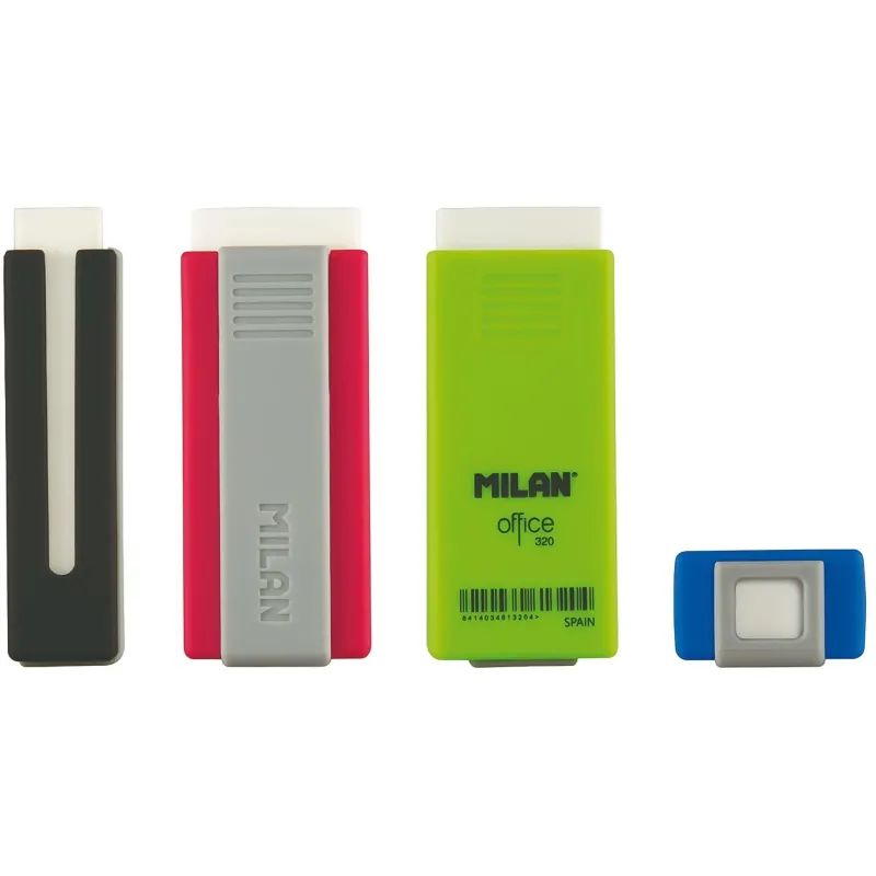 Ластик пластиковый Milan Office 320 белый, в пластиковом держателе (в асс.)