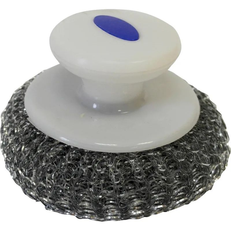 Губка-мочалка мет.с ручк.,плет.,оцинк., д.9 см (7745)