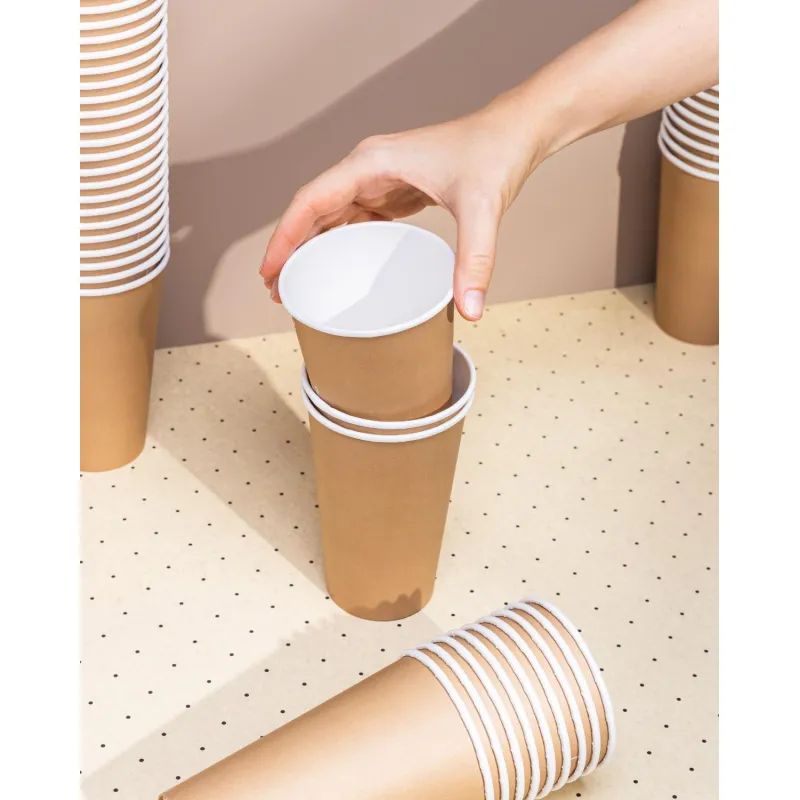 Стакан одноразовый бум 1-сл. d-90мм 400мл Крафт 50шт/уп (SP16S)