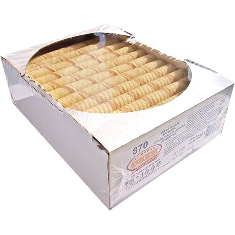 Вафли вафельные трубочки ОЗБИ со вкусом варен. сгущенки, 650г