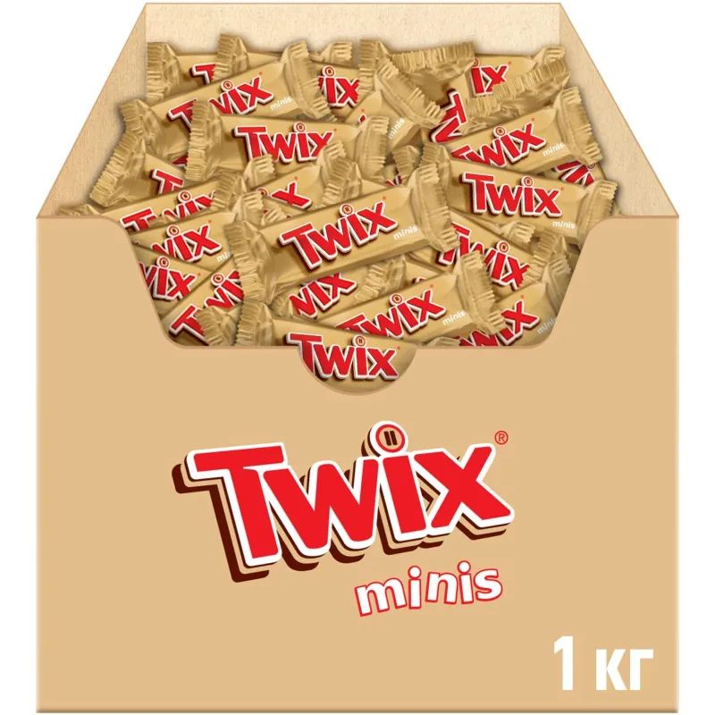 Шоколадный батончик Twix Minis с карамелью и печеньем, 1кг
