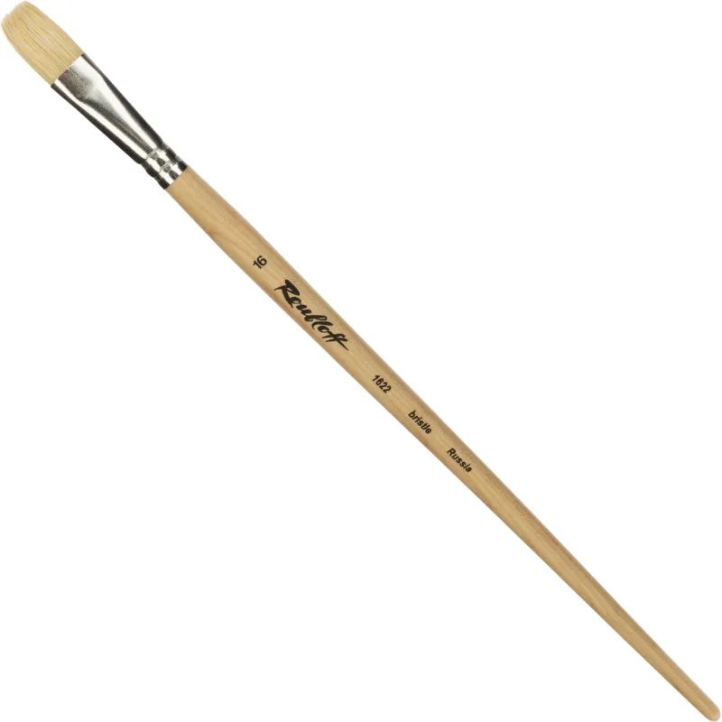 Кисть художеств. Roubloff щетина,жесткая,плоская,№16 длинн.ручка,ЖЩ2-16,02Б